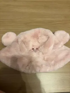 ディズニーミッキーマウス 耳付きバケットハット ピンク　もこもこ