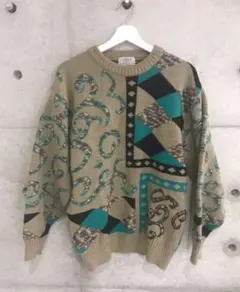 超お洒落ヴィンテージ メンズニットセーター日本製上質おじコーデ　グランパコア