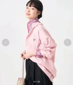 FREAK'S STORE ワンポイントハート刺繍ベーシックシャツ ピンクのサムネイル