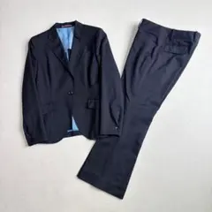 LES MUES アオキ パンツスーツ セットアップ ストレッチ M ネイビー