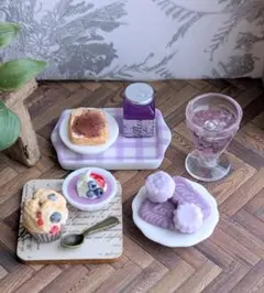 パープルスイーツセット ブルーベリーマフィン＆ロータス風クッキー ミニチュア