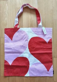 美品【marimekko】マリメッコトートバッグエコバッグLOKKIピンクレッド 