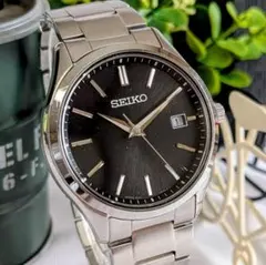 SEIKO セイコークォーツ メンズ腕時計 黒文字盤 デイデイト シンプル