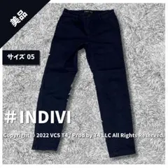 【美品】インディヴィ スキニーパンツ ネイビー 05 コットン ポリウレタン