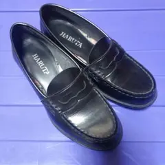 土日下げます！HARUTA ブラック ローファー　24EEE
