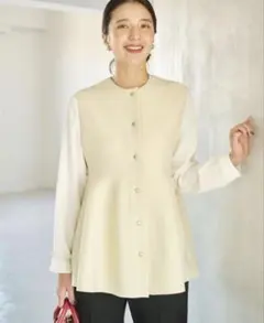 green label relaxingソフトペプラム2WAYジレ プルオーバー