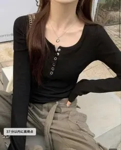 SHIEN無地ニットシャツブラウストップス