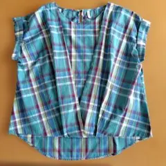 チェック半袖トップス