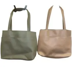トートバッグ 2個セット オリーブグリーン×1 ベージュ×1