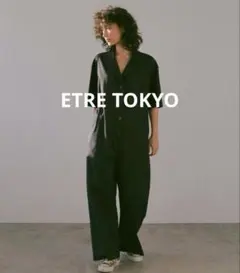 ETRE TOKYO オープンバックダブルガーゼオールインワン ブラック