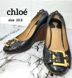クロエ　本皮　黒　パンプス　23.5cm　Chloé　イタリア製