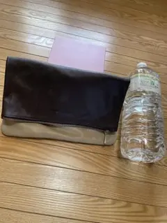 レザー製クラッチバッグ ブラウン/ベージュ