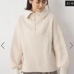グローバルワーク　ハーフジップ　ニット　長袖　アイボリー　白