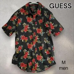 訳あり【GUESS】ゲス 花柄シャツ 赤い牡丹柄 Mサイズのサムネイル
