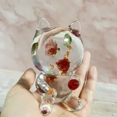 レジン オブジェ 猫 ハンドメイド 薔薇 金箔