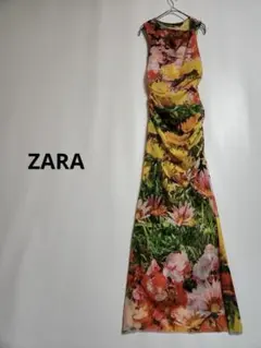 【タグ付】ZARA プリントチュールドレス フラワープリント