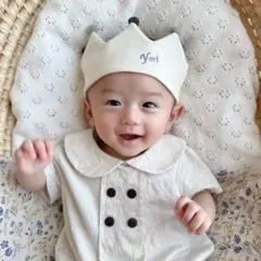 ベビークラウン リリークラウン 名入れ イタリック体 刺繍カラー ネイビー