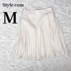 スタイルコム Stylecom 膝丈 シフォン プリーツスカート M アイボリーのサムネイル