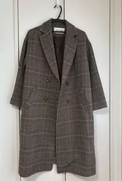 Ray BEAMS チェック柄ダブルブレストチェスターコート