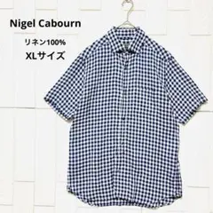 Nigel Cabourn リネン100% ギンガムチェック 半袖シャツ XLのサムネイル