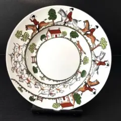 希少☆ウエッジウッド  黒壺 ハンティングシーン サラダソーサー 希少☆ウエッジウッド WEDGWOOD 黒壺 ハンティングシーン サラダ