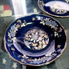 未使用品　有田焼　瑞兆　瑠璃色　金彩　小皿　2枚セット 直径12センチ