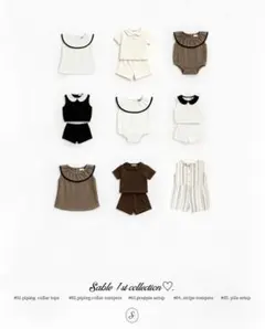 【未使用に近い】sable パイピングカラーロンパース 70 アイボリー