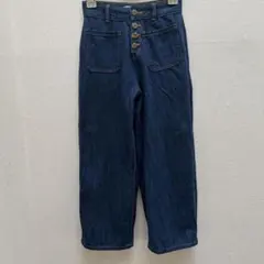 美品ZARAハイウエスト　ワイドレッグデニム　9号