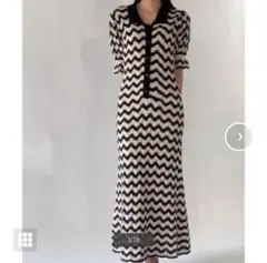 REDYAZEL オリジナルニット ジャガードボーダー ポロワンピース かぎ編み