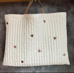 レッスンバック ハート ベージュ ヌビ イブル ハンドメイド 入園 絵本バック