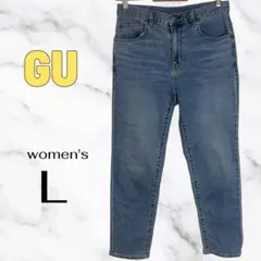 美品✨【GU】スリムテーパードアンクルジーンズ 定番　ストレッチ　ブルー　L
