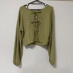 オリーブ色 カーディガン＆インナーセット