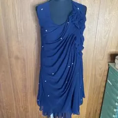 ネイビー ノースリーブ ひざ丈ワンピース　ブージュルード