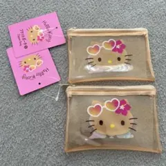 ハローキティ　日焼け　フラットポーチ　2個