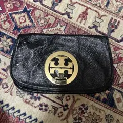 トリーバーチ ブラックレザー クラッチバッグ