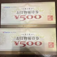 ヤマダデンキ　お買物優待券 ¥500 2枚