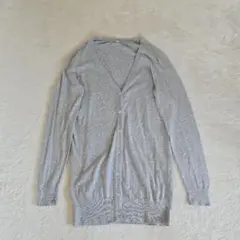美品 Vネック薄手 カーディガン ボタン開閉 M グレー