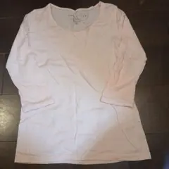 ピンク Vネック 長袖Tシャツ