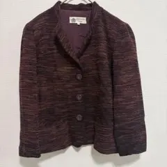 HARDY AMIES London ジャケット 9号　ボーダー　えんじ色