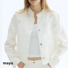 【新品未使用】H&M 刺繍ツイルジャケット 白 Mのサムネイル