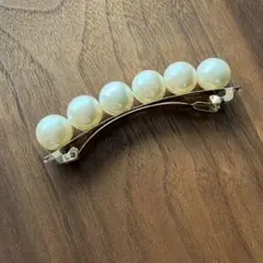 パール　ゴールド　ヘアバレッタ　ヘアアクセサリー