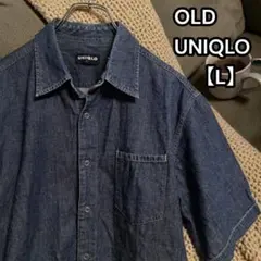 OLD UNIQLO濃紺 デニム 半袖シャツ 紺タグ オールドユニクロ - メルカリ