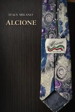 Alcione 総柄ネクタイ イタリア製 紫 青