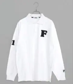 【新品タグ付】FILA　メンズ　ロゴ　長袖ポロシャツ　ホワイト　4Lのサムネイル