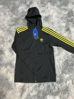 アディダス トラックジャケットフーディ　ジャージ サイズM ブラックイエロー