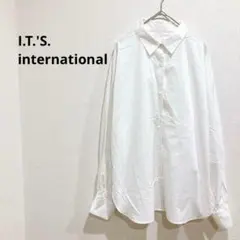 イッツインターナショナル 長袖シャツ 綿混 白 ホワイト M シンプル 定番