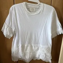 TORI-TO BEAMSBOYレースフリル装飾 半袖Tシャツ ホワイトのサムネイル