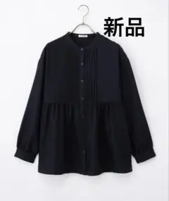 新品タグ付きハニーズ Honeys ピンタックブラウス 長袖Mサイズネイビー濃紺