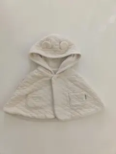 【COMME CA ISM】クリーム色 くま耳フード付きベビーポンチョ