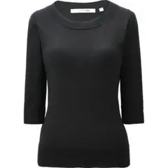 【未使用】ユニクロ×カリーヌ　綿混ニット　黒　Sサイズ　7分袖セーター